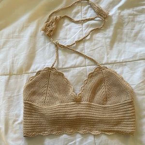 Tan Crocheted Boutique Crop Top